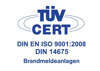 TÜV CERT DIN EN ISO 9001:2008 Brandmeldeanlagen zertifiziert